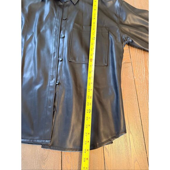 NWT Abercrombie & Fitch Oversized Vegan Leather Shirt Jacket Size Large - Picture 7 of 7